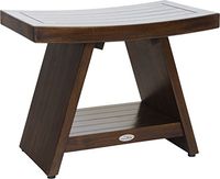 AquaTeak Patented 24" Asia Walnut-Colored Teak Shower Bench with Shelf