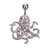 Stylish Navel Belly Ring Rhinestone Button Bar Barbell Body Piercing Jewelry (Design - Octopus)