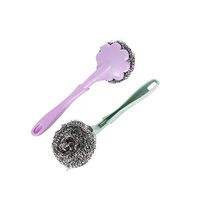 Lamedi Sponges & Scouring P - & Scouring P Sponges - Stainless Steel Cleaning Ball Brush Long Handle Hanging Strong