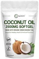 Maximum Strength Virgin Coconut Oil Supplement, 2500mg Per Serving, 180 Softgels, Supports Weight Management, Immune System and Heart Health, No GMO and Made in USA