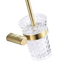 BigBig Home Bathroom Toilet Brush with Holder Wall Mount, Simply Style WC Bedroom Toilet Brush and Plunger Cup Set Brushed Gold Finish