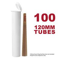120MM White Doob Tubes | 100 Pack | Waterproof Airtight and Smell Proof Blunt Vial Container | Child Resistant with Squeeze Pop Tops | BPA-Free | Ideal for Storing King Size Pre Rolled Raw Cones