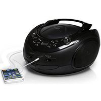 ONN CD/AM/FM Portable Boombox with Line-in Jack (Renewed)