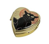 MaXing Personalized Reopening of The Chat Noir Cabaret Custom Gold Glass Heart Pill Case Stainless Steel Pill Box Decorative Case