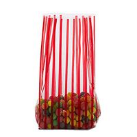 100ct Small Vertical"RED Stripes" 7x2x3" Cello Cellophane Treat Food Snack Bags