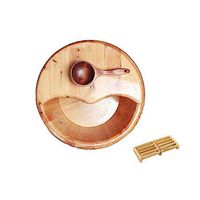 Foot Tub, Foot Spa Wooden Tub,Bilateral Household Small Wooden Barrel, Cypress Wood Pedicure Bucket, with lid,Spoon