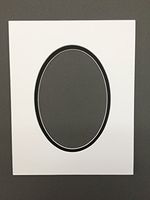 Pack of 5 11x14 White & Black Oval Double Picture Mats Bevel cut for 8x10 Pictures