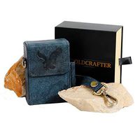 OLDCRAFTER Genuine Mountain Goat Leather Case Box Holder with Fastener and Side Pocket for Lighter (Magic Blue)
