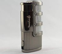 ClarkeTorch Triple Jet Torch Flame Butane Gas Cigarette Cigar Lighter with Cigar Punch (Black Nickel)