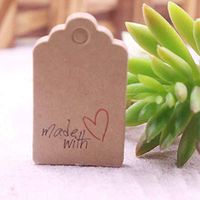 OBELLA BOUTIQUE happy valentines day wedding tags with red colors heart white/kraft paper wedding favor tags candy favors Gift Tags 100pcs 3x5cm