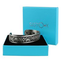 SISTO-X Copper Magnetic Cuff Bracelet/Bangle Pewter Finish Gothic Design by Sisto-X® 6 Magnets Rare Earth Ndfeb Medium (160-190Mm)
