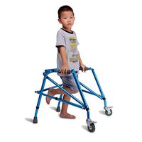GY Walker Children's Aluminum Alloy Child Walking Aid Folding Height Adjustable Load Capacity Up to 100kg, Blue Medical Supplies (Color : Blue)