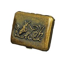 Cowboy and Horse Cigarettes Case Retro Copper Frosted Cigaret Box Double Sided Metal Cigarette Holder for 16 Regular Cigarettes Best for Birthday Gifts