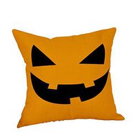 Indexshop Halloween Theme Pillow Covers, Pumpkin Smiley Face Throw Pillowcase Witch and Pumpkin Throw Pillow Case, Decorative Cushion Cover for Bedroom Sofa Chair Car, 18" x 18" (D)
