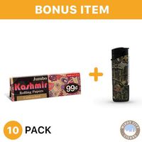 Kashmir Rolling Papers - Unbleached Jumbo (10) with LED Lighter