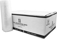 PlasticMill 13 Gallon Garbage Bags, Drawstring :Clear, 1 MIL, 24x31, 250 Bags.