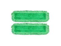 Real Clean 18 Inch Green Fringe Microfiber Dust Mop Pads (Pack of 2)