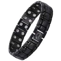 Double Magnet Titanium Magnetic Therapy Bracelet for Men Pain Relief for Arthritis and Carpal Tunnel (Black)