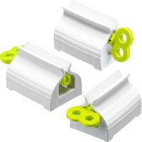 Chengu 3 Pieces Rolling Tube Toothpaste Squeezer Toothpaste Seat Holder Stand Rotate Toothpaste Dispenser for Bathroom (Green)