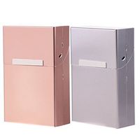 2PCS Fashion Aluminum Metal Cigar Cigarette Box Holder Storage Case Men Women Gifts Coffee & Gray