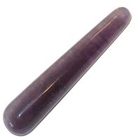 Fluorite Massage 05 Translucent Purple Crystal Wand Spiritual Attuning Therapy Stone 4.3"