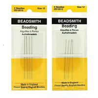 Beadsmith English Beading Needles Size 10 & Size 12-4 Needles per Size - 8 Needles Total (in Rigid Pak TM Mailer)