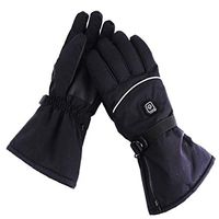 QIUUE Motorcycle Electric Heated Gloves Winter Warm Thermal Ski Snowboarding Gloves Carbon Fiber Windproof Cycling Gloves (Black)
