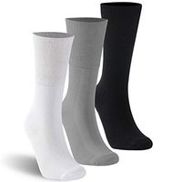 KitNSox Extra Wide Socks Men's Women's Cushion Plus Size Non-Binding Diabetic Crew Socks with Seamless Toe 3 Pack Multicolor M