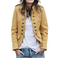 Women's Blazer Coat,Ladies Casual Long Sleeve Buttons Pockets Solid Slim Fit Retro Outwear Suit Bomber Jacket Tops