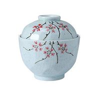 AXZHYX Bowl Bowl Rice Bowl Japanese Style Egg Bowl Stewed Egg Tart Steamed Egg Tart Bird's Nest with Lid with Bottom Tow Cherry Ceramic Tableware Hotel Tableware Home Noodles Boiled Fish Soup Bowl