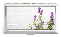 Lavender On Wood Background Gaming Design Unisex Stainless Steel Cigarette Holder Case Protection Credit Business Card Storage Box Pocket/Wallet