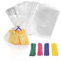 Cellophane Bags 300pcs, Beasea 5 x 7 Inches Treat Bags Cello Bags with 4 Mix Colors Twist Ties for Bakery Popcorn Cookies Candies Dessert