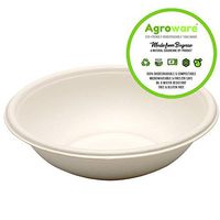 AgroWare 180ML Bowl Heavy Duty Disposable Tree-Free Bowl 100% Natural Eco-Friendly Sugarcane Biodegradable Compostable Bagasse Bowl for Snacks, 100% Gluten Free, Pack of 100
