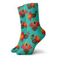 SARA NELL Cute Thanksgiving Turkey Funny Green Mid-Calf Crew Socks Breathable Athletic Socks Classics High Ankle Socks for Adults Teens Unisex