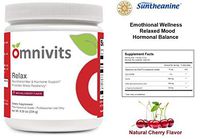 Omnivits Relax Natural Cherry Flavor | Magnesium as Albion Di-Magnesium Malate, Myo-Inositol, Taurine, GABA, L-Theanine (Suntheanine) | Healthy Blood Pressure, Emotional Wellness| Powder 60 Serving