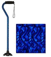 NOVA Sugarcane, Walking Cane with All Terrain Rubber Quad Tip Base and Carrying Strap, Blue Waves Design