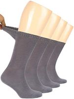 Hugh Ugoli Women's Bamboo Diabetic Crew Socks With Seamless Toe, 4 Pairs, Grey (Shoe Size: 6-9)