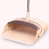 Broom Dustpan Set EXTRA LONG 38 inches 49 inches handle-Broom And Dustpan Upright,Lies Tightly On Floor-Commercial Broom Set for Home, Lobby, Shop, Garage,Schools,Churches,Hotel,Bars (beige-windpf)