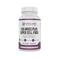 Herbal Prime Nutrition Sea Moss Plus Bladderwrack Organic Burdock Root (100 Vegan Capsules) 1500 Milligrams 102 Minerals Healthy Immune Digestion Thyroid Liver Support