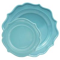Tiger Chef 96-Pack Sky Blue - Sea Blue Color Round Scalloped Rim Disposable Plastic Plate Set for 48 Guests Includes 48 10-Inch Dinner Plates, 48 8-Inch Salad Plates - BPA-Free