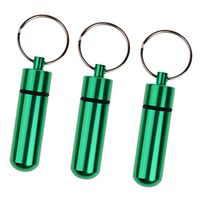 3pcs Portable Mini Waterproof Pill Medicine Case Box Holder Bottle Keyring Key Chain Key Fob - Green