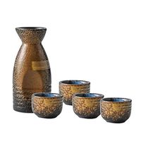 AXZHYX Bowl 5-Piece Japanese Sake Set Traditional Ceramic Craft Wine Glass - Rhyme Series Hotel Tableware Home Noodles Boiled Fish Soup Bowl