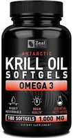 Pure Antarctic Krill Oil + Omega 3 (1000mg | 180 Softgels) 3 Month Supply Omega 3 Krill Oil Supplement with EPA, DHA & Astaxanthin - Omega 3 Fish Oil for Joint Support, Brain Health, Heart Health