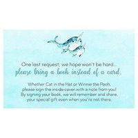 Narwhal Bring A Book Cards Baby Shower Underwater Sprinkle Book Request Inserts Under The Sea Winter Blue Mommy and Me Watercolor Ocean Sea Creatures Animals Fantasy Mystical Water Unicorn (25 Count)