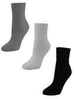 Womens 3-Pack Black White Gray Diabetic Ankle Socks