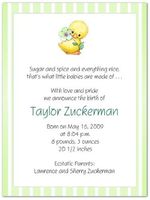Yellow Ducky on Mint Birth Announcements - Set of 20