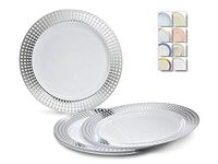 " OCCASIONS" 60 Plates Pack, Disposable Wedding Party Plastic Plates (10.25'' Dinner Plate, Princess in White & Silver)