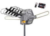 Super Amplified Outdoor Remote Controlled HDTV Antenna UHF/VHF FM Radio 360 Degree Motorized Rotation Kit with 75ft RG6 and Clips Works UP to 2 TV's- Premium Flagship Model!