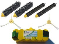 Replacement for iRobot Roomba 770 Battery, 3-Arm Side Brushes, Bristle Brush, Flexible Beater Brush - Kit Includes 1 Battery, 2 3-Arm Side Brushes, 2 Bristle Brush, 2 Flexible Beater Brush