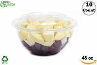 48oz Clear Disposable Salad Bowls with Lids (10 Pack) - Clear Plastic Disposable Salad Containers for Lunch To-Go, Salads, Fruits, Airtight, Leak Proof, Fresh, Meal Prep | Rose Bowl Container (48oz)